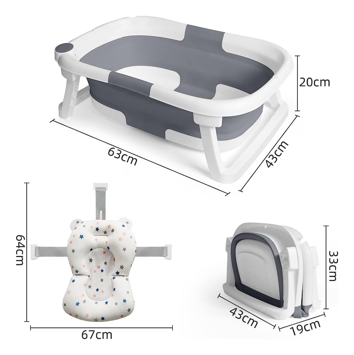 Dimensiones bañera armada y plegada