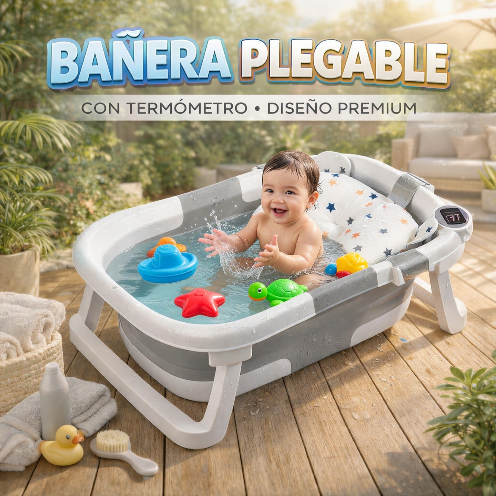 Bañera para bebé con termómetro