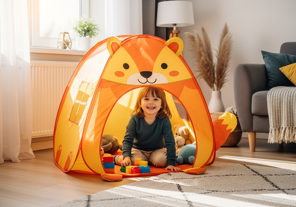 Niño jugando en la carpa infantil